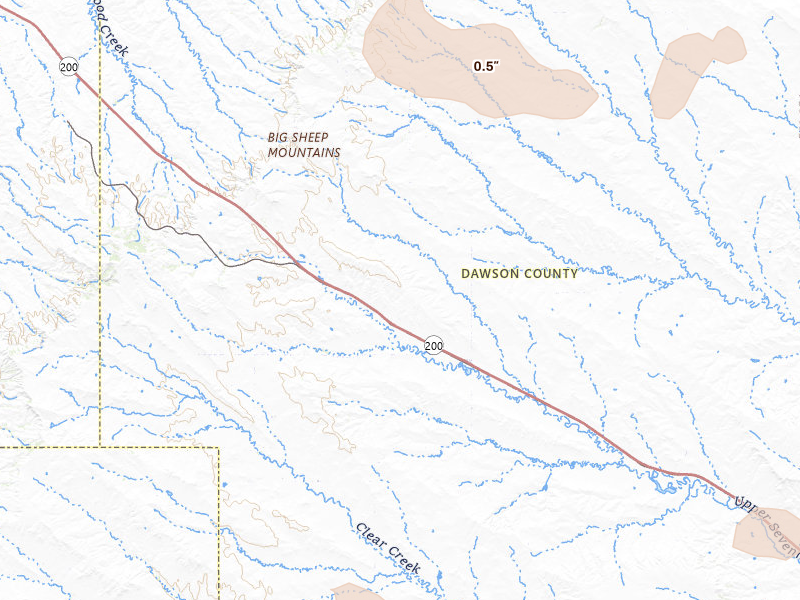 Radar-estimated hail-size map of the storm over Lindsay, MT on May 30, 2026