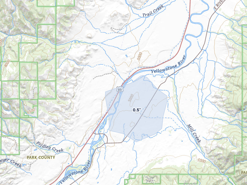 NEXRAD radar-signature map of the hail storm over Livingston, MT on May 28, 2026