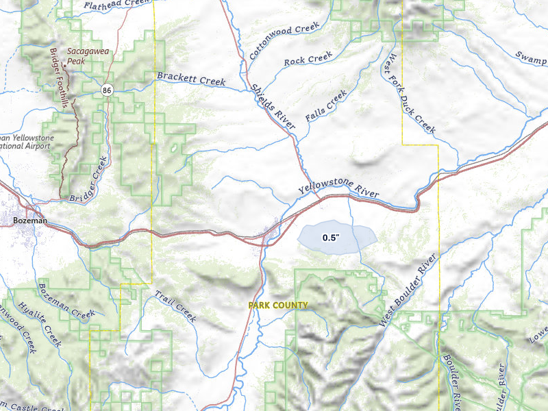 NEXRAD radar-signature map of the hail storm over Livingston, MT on May 29, 2026