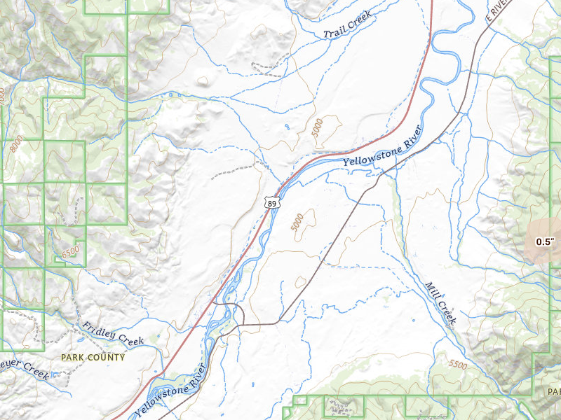 Radar-estimated hail-size map of the storm over Livingston, MT on Jul 17, 2026