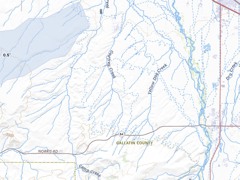 NEXRAD radar-signature map of the hail storm over Manhattan, MT on Jul 5, 2026
