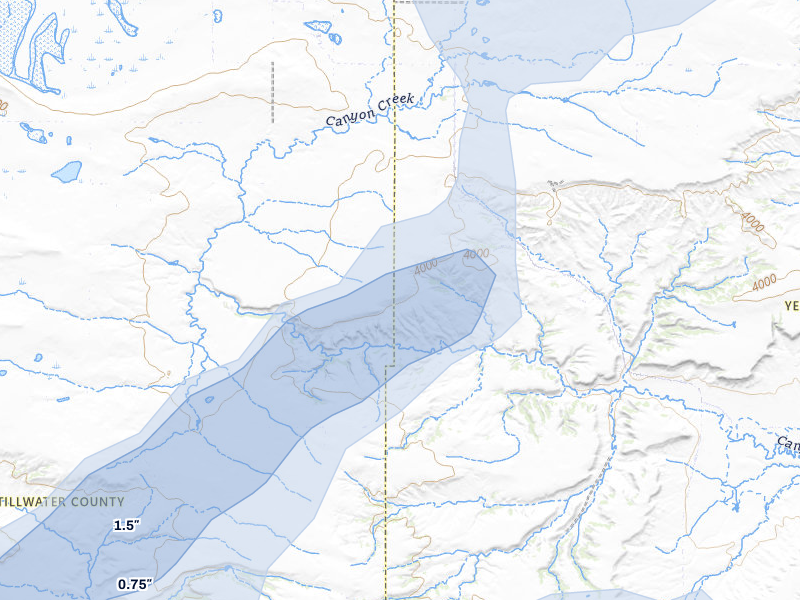 NEXRAD radar-signature map of the hail storm over Molt, MT on Jun 27, 2026