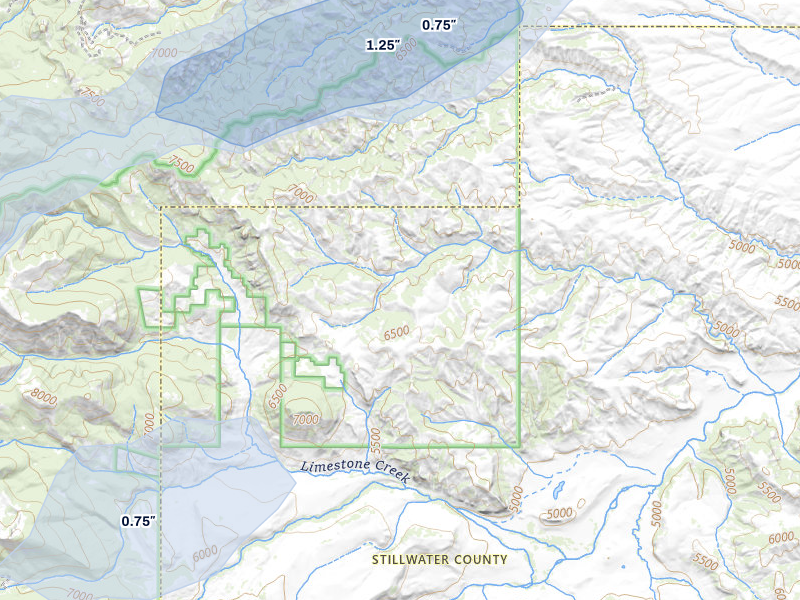 NEXRAD radar-signature map of the hail storm over Nye, MT on Jul 2, 2026