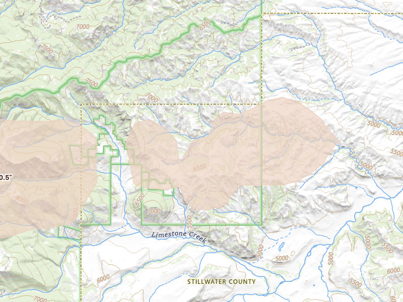 Radar-estimated hail-size map of the storm over Nye, MT on Jul 26, 2026