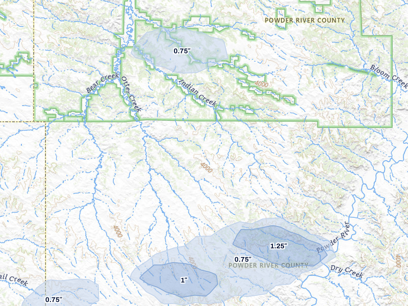 NEXRAD radar-signature map of the hail storm over Otter, MT on Jun 4, 2026