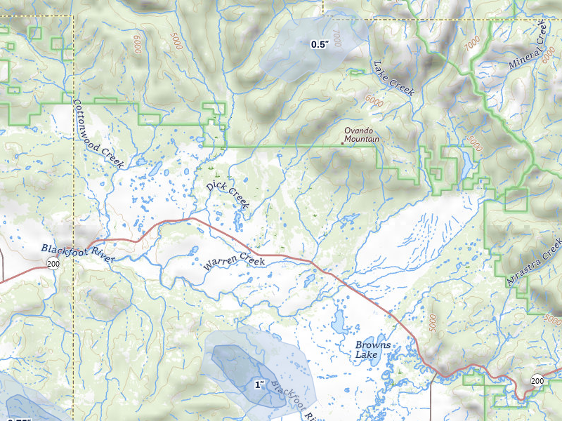 NEXRAD radar-signature map of the hail storm over Ovando, MT on May 27, 2026
