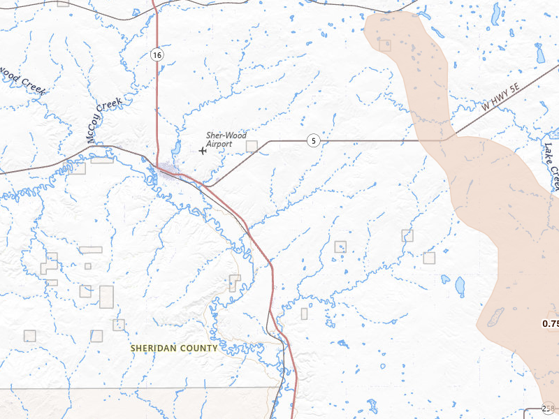 Radar-estimated hail-size map of the storm over Plentywood, MT on Jun 27, 2026