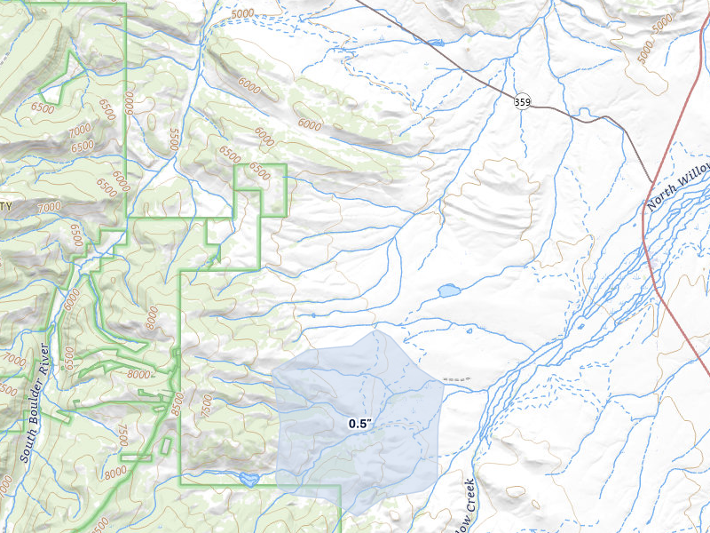 NEXRAD radar-signature map of the hail storm over Pony, MT on Jul 1, 2026