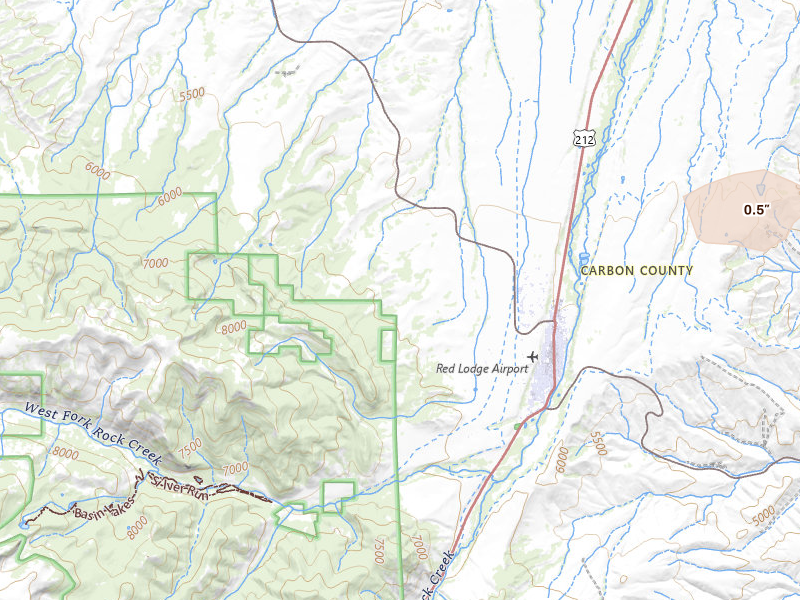 Radar-estimated hail-size map of the storm over Red Lodge, MT on Jul 8, 2026
