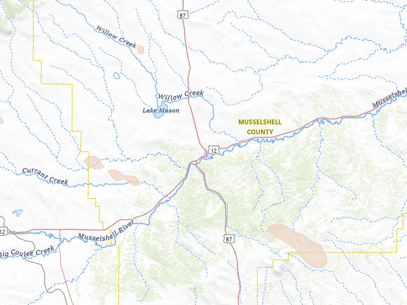 Radar-estimated hail-size map of the storm over Roundup, MT on Aug 17, 2026
