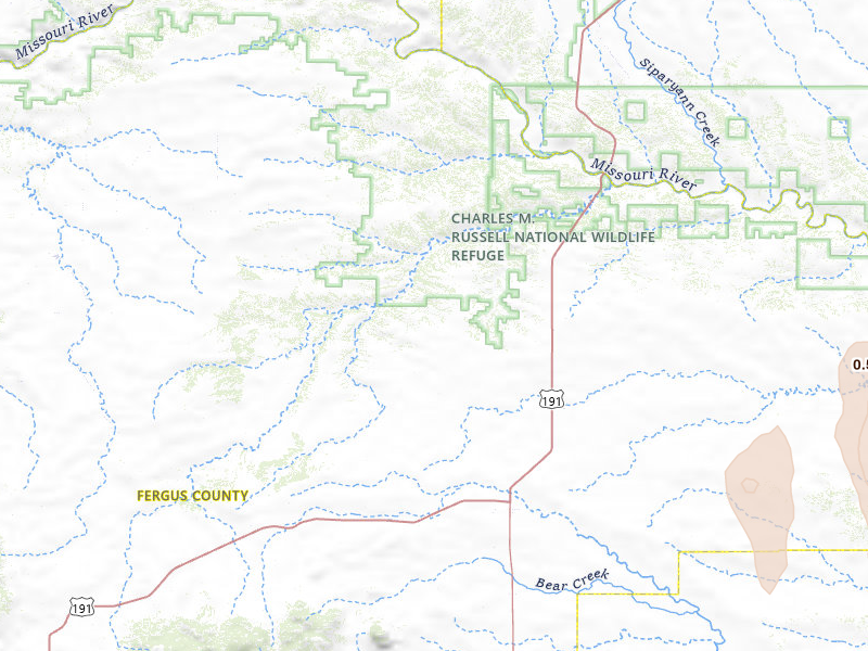 Radar-estimated hail-size map of the storm over Roy, MT on May 13, 2026