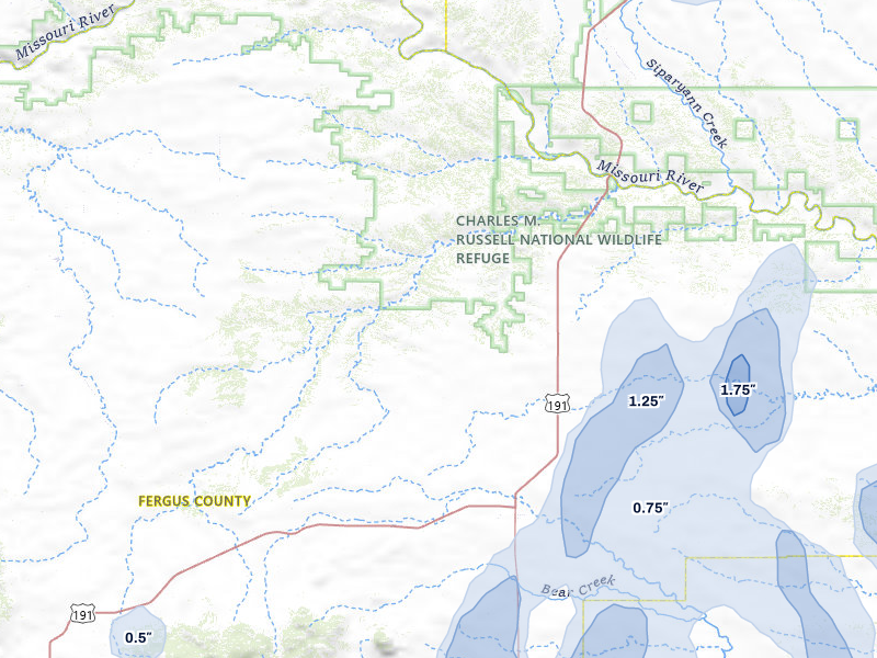 NEXRAD radar-signature map of the hail storm over Roy, MT on May 29, 2026