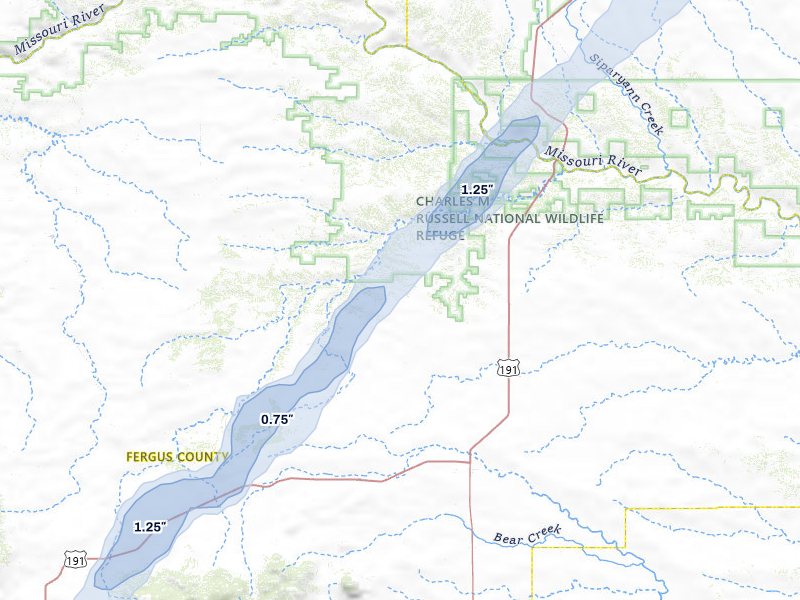 NEXRAD radar-signature map of the hail storm over Roy, MT on Jun 7, 2026