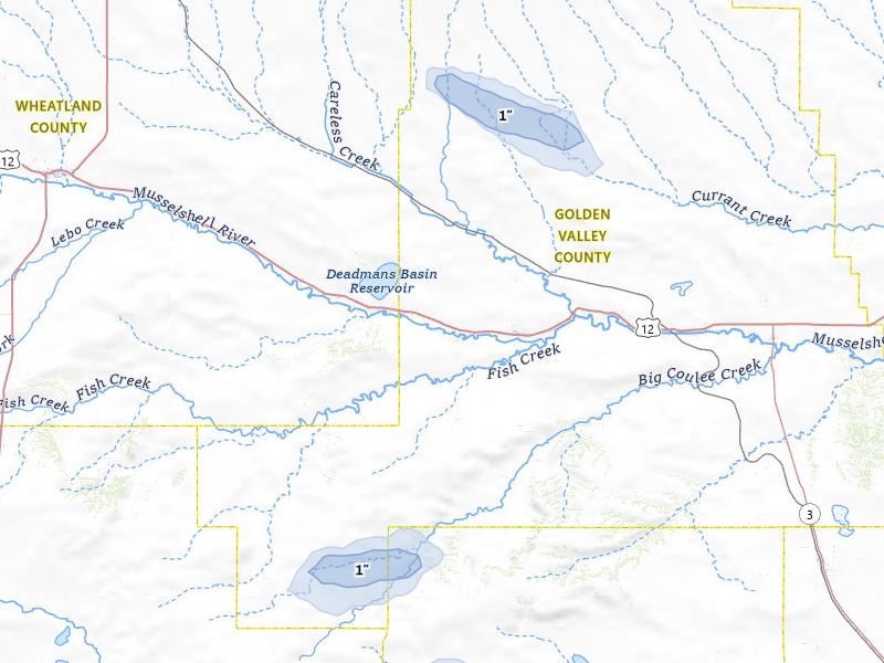 NEXRAD radar-signature map of the hail storm over Ryegate, MT on Jul 30, 2026