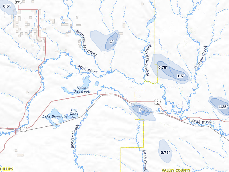 NEXRAD radar-signature map of the hail storm over Saco, MT on May 29, 2026