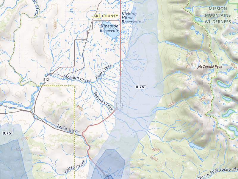 NEXRAD radar-signature map of the hail storm over Saint Ignatius, MT on May 29, 2026