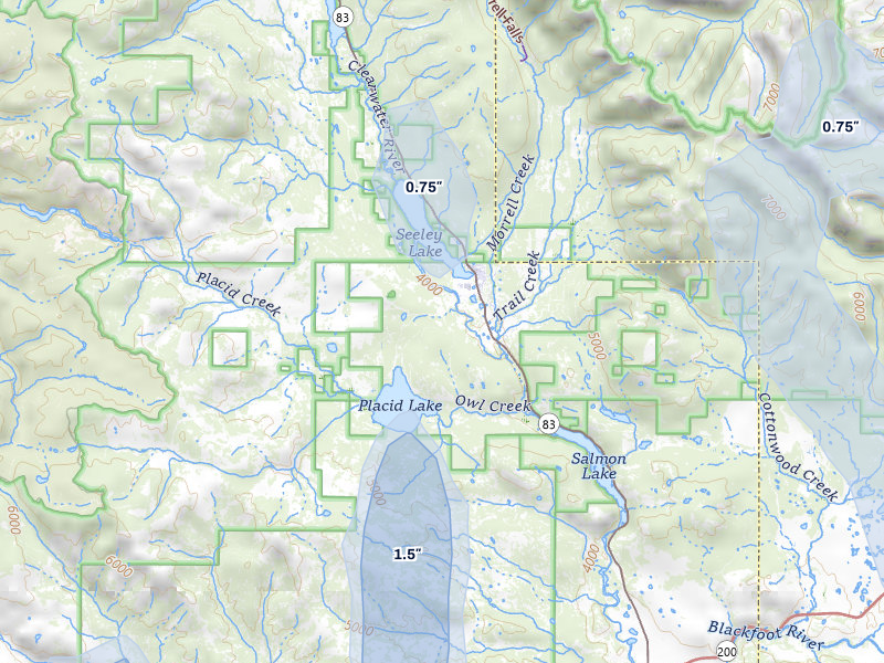 NEXRAD radar-signature map of the hail storm over Seeley Lake, MT on May 28, 2026