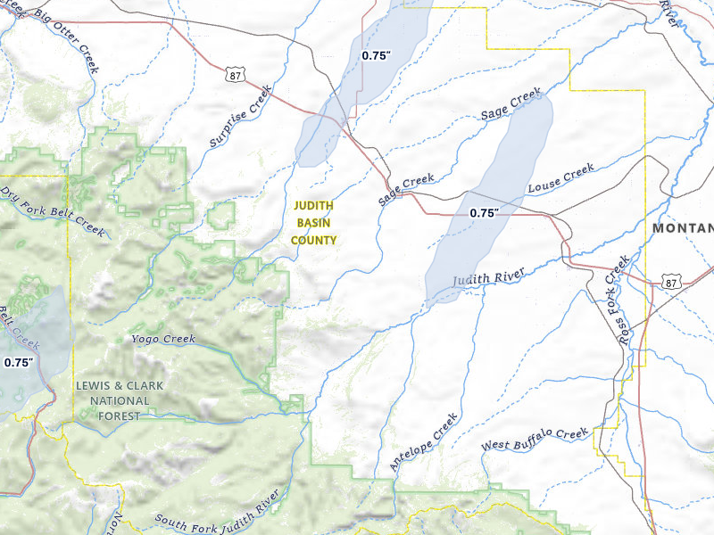 NEXRAD radar-signature map of the hail storm over Stanford, MT on May 13, 2026