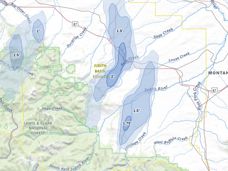 NEXRAD radar-signature map of the hail storm over Stanford, MT on May 29, 2026