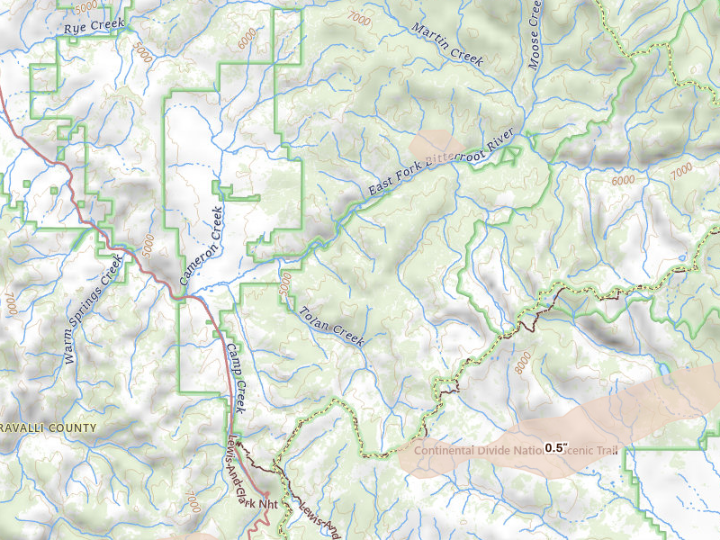 Radar-estimated hail-size map of the storm over Sula, MT on Jul 8, 2026