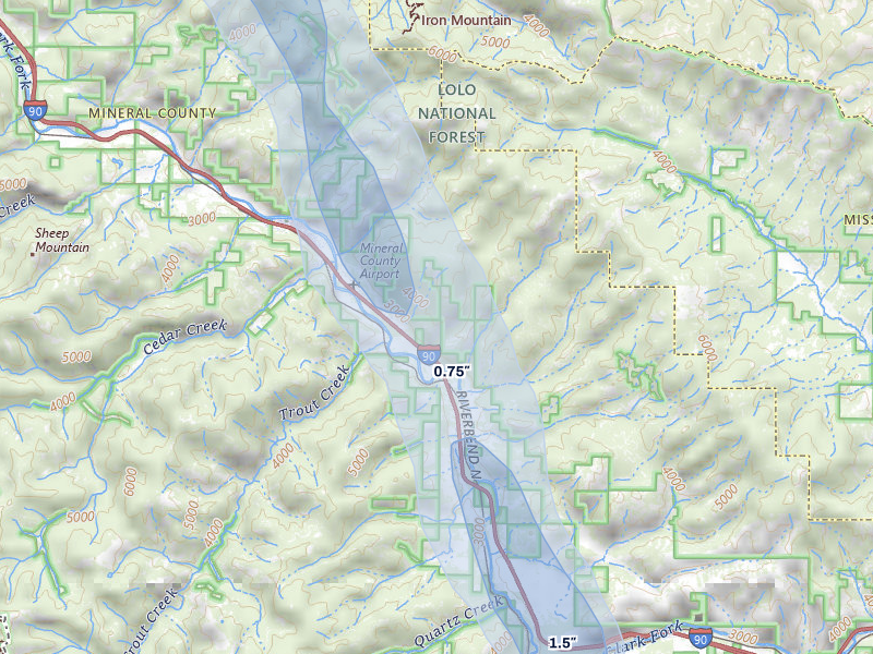NEXRAD radar-signature map of the hail storm over Superior, MT on May 29, 2026
