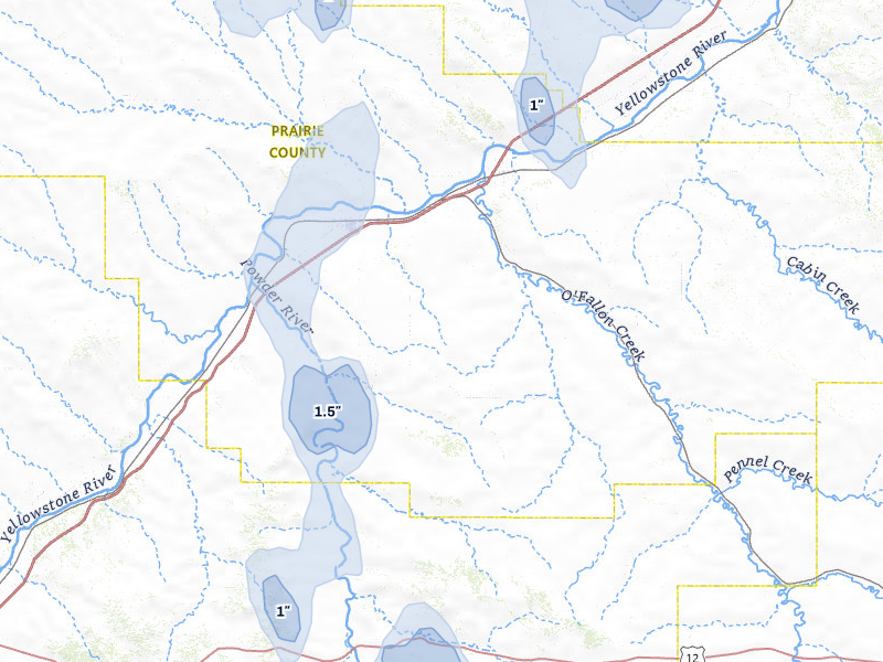 NEXRAD radar-signature map of the hail storm over Terry, MT on May 30, 2026