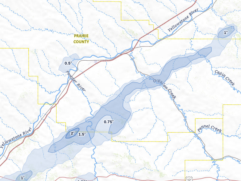 NEXRAD radar-signature map of the hail storm over Terry, MT on Jun 1, 2026