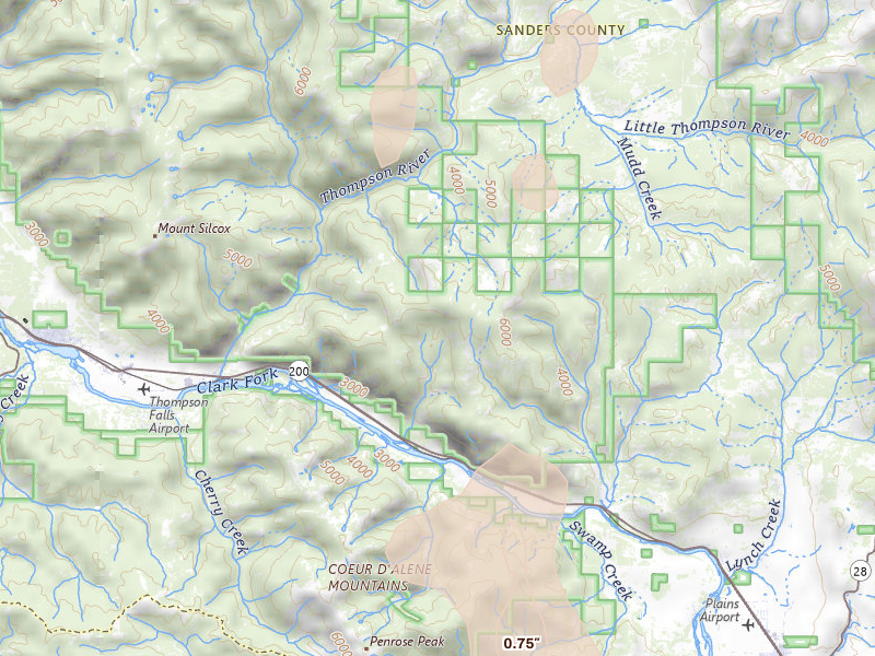 Radar-estimated hail-size map of the storm over Thompson Falls, MT on May 29, 2026