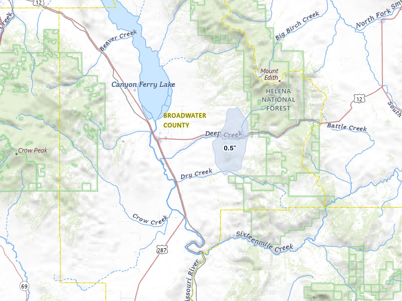 NEXRAD radar-signature map of the hail storm over Townsend, MT on May 29, 2026