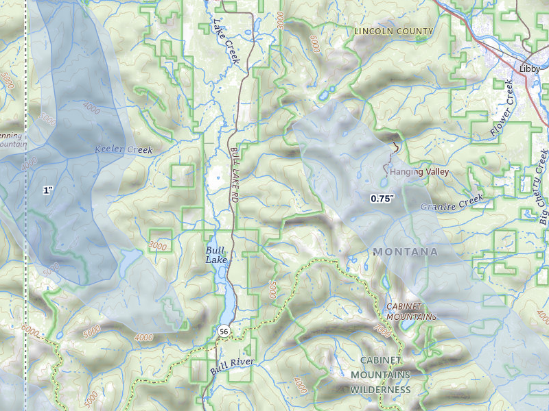 NEXRAD radar-signature map of the hail storm over Troy, MT on May 28, 2026