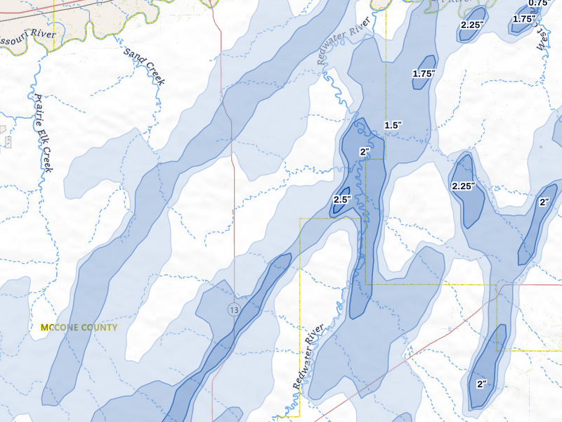 NEXRAD radar-signature map of the hail storm over Vida, MT on Jun 6, 2026