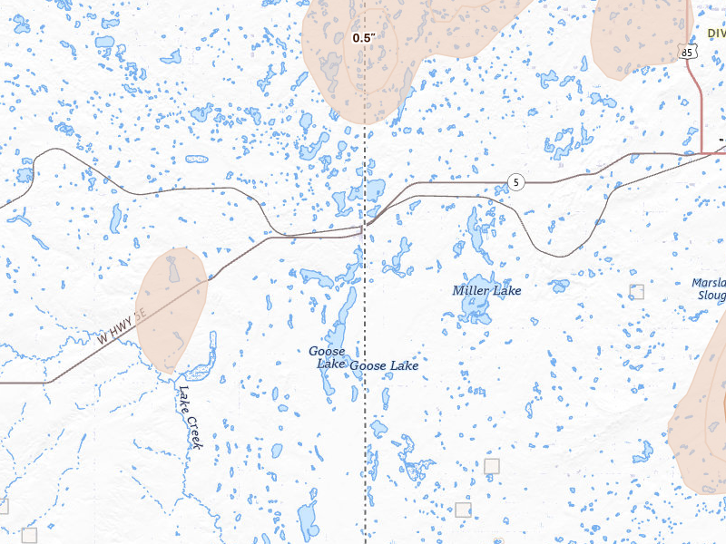 Radar-estimated hail-size map of the storm over Westby, MT on Jun 7, 2026