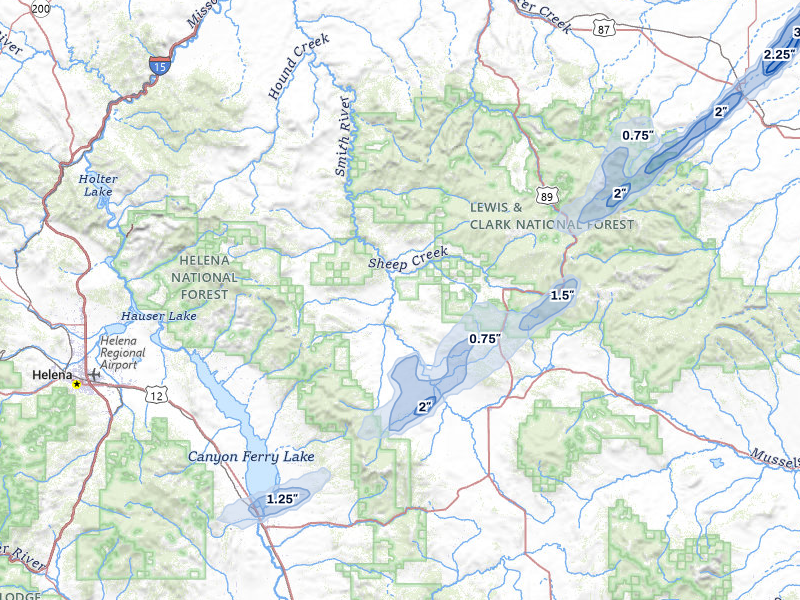 NEXRAD radar-signature map of the hail storm over White Sulphur Springs, MT on Jul 5, 2026