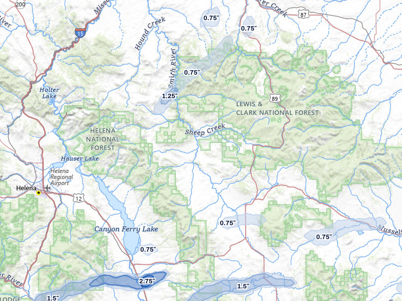 NEXRAD radar-signature map of the hail storm over White Sulphur Springs, MT on Jul 25, 2026