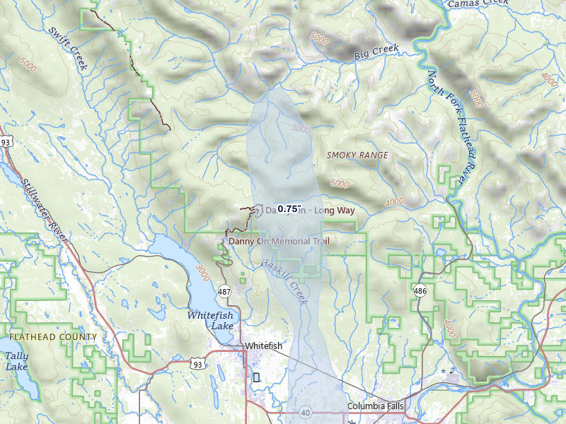NEXRAD radar-signature map of the hail storm over Whitefish, MT on May 29, 2026