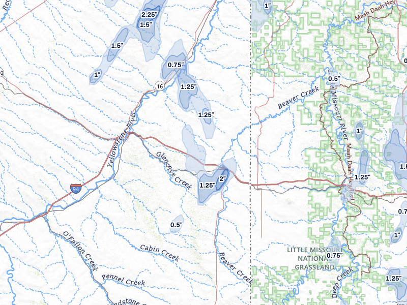 NEXRAD radar-signature map of the hail storm over Wibaux, MT on Jun 27, 2026