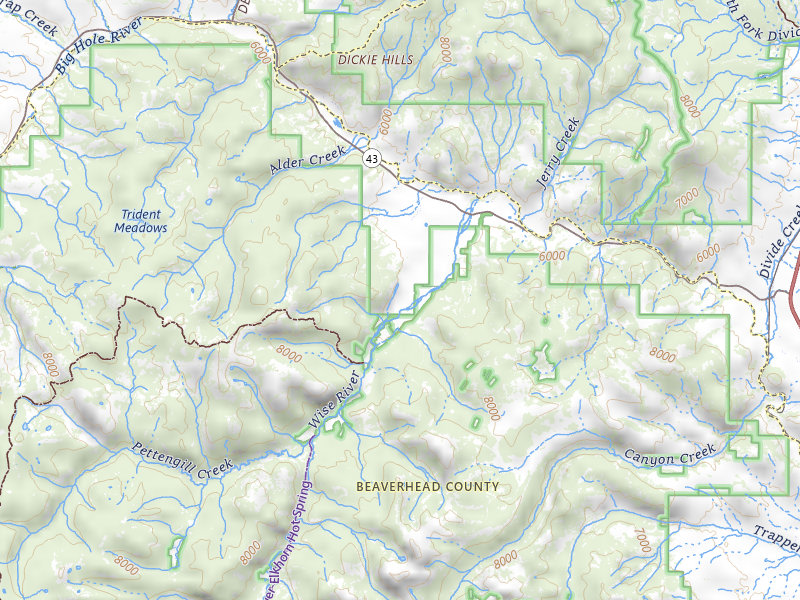 Radar-estimated hail-size map of the storm over Wise River, MT on Jul 8, 2026
