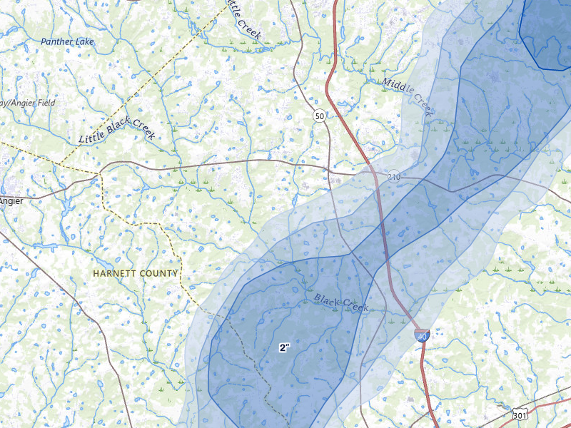 NEXRAD radar-signature map of the hail storm over Angier, NC on Jul 8, 2026