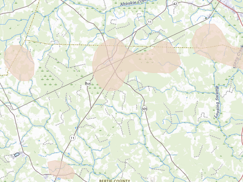 Radar-estimated hail-size map of the storm over Aulander, NC on Jun 12, 2026