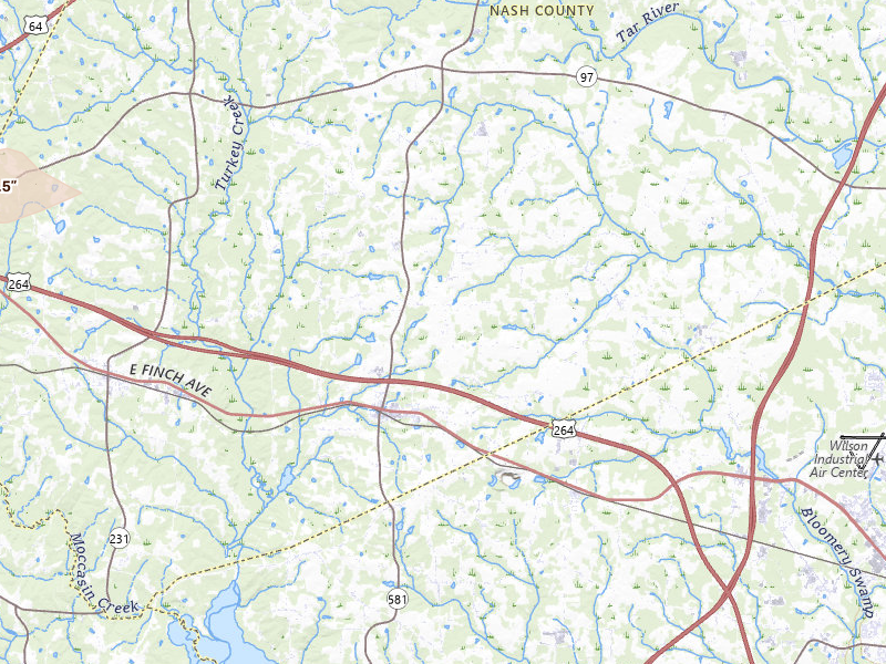 Radar-estimated hail-size map of the storm over Bailey, NC on Jul 28, 2026