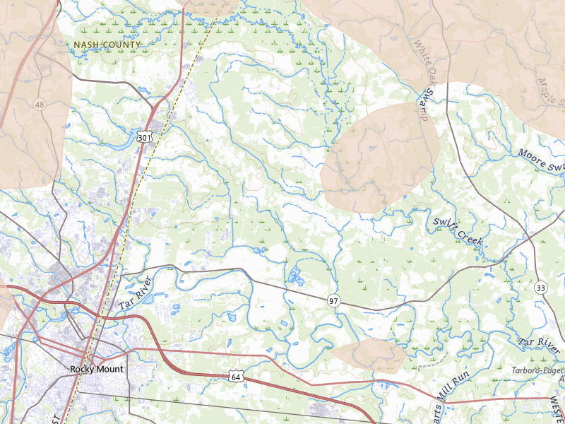 Radar-estimated hail-size map of the storm over Battleboro, NC