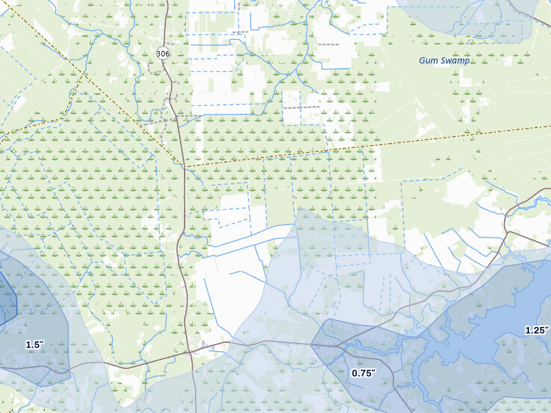 NEXRAD radar-signature map of the hail storm over Bayboro, NC on Jul 8, 2026