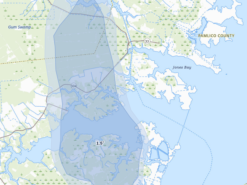 NEXRAD radar-signature map of the hail storm over Bayboro, NC on Aug 21, 2026