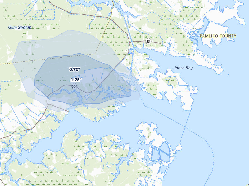 NEXRAD radar-signature map of the hail storm over Bayboro, NC on Sep 2, 2026