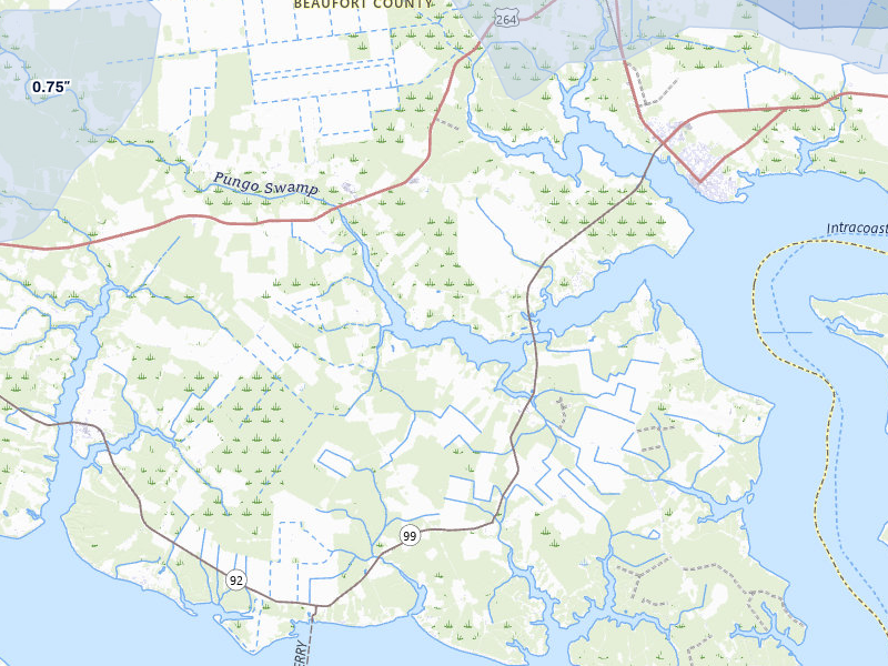 NEXRAD radar-signature map of the hail storm over Belhaven, NC on Jul 7, 2026