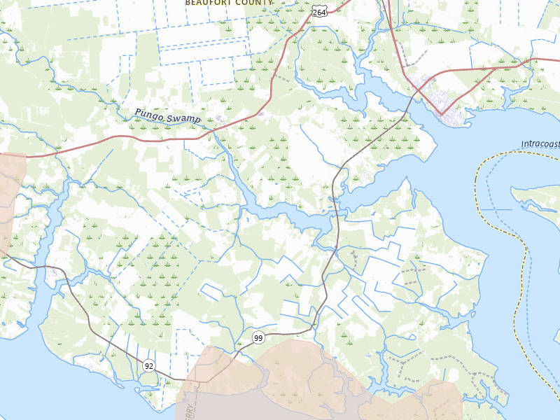 Radar-estimated hail-size map of the storm over Belhaven, NC on Jul 28, 2026