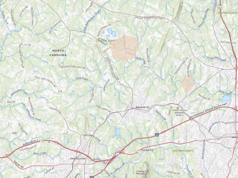 Radar-estimated hail-size map of the storm over Bessemer City, NC