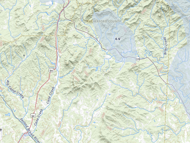 NEXRAD radar-signature map of the hail storm over Bostic, NC on Jul 28, 2026