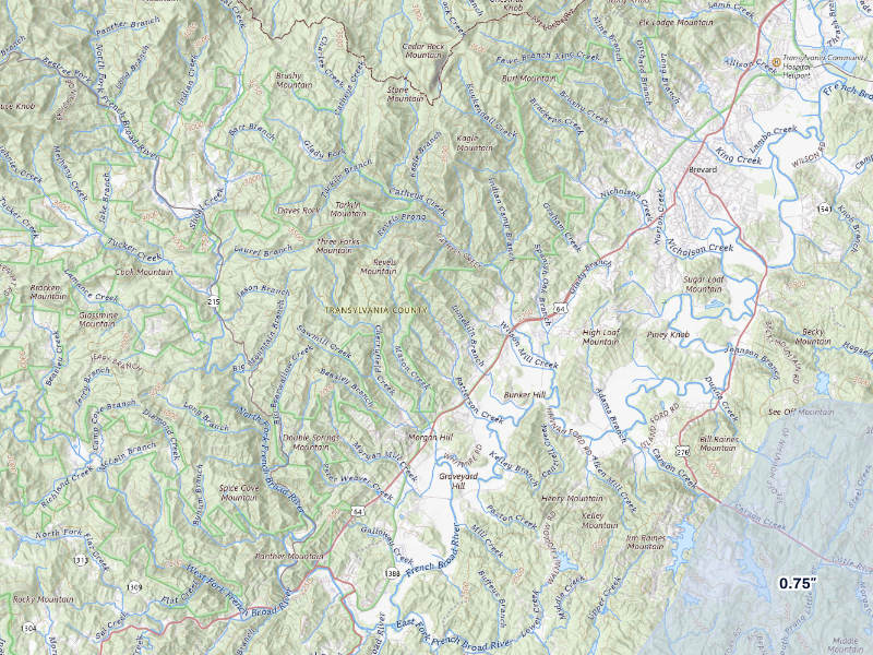 NEXRAD radar-signature map of the hail storm over Brevard, NC on Aug 20, 2026