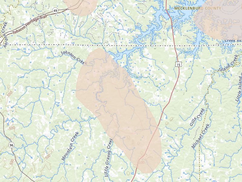 Radar-estimated hail-size map of the storm over Bullock, NC on Sep 5, 2026